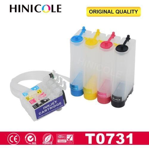 Hinicole Continuous Ink System For Epson T0731 T0732 T0733 T0734 Stylus T13 TX102 TX103 TX121 C79 C90 C92 C110 CX3900 Printer