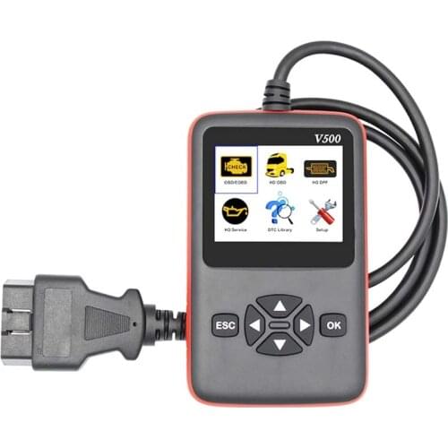 Code Reader V500 CR-HD OBD2 24V Heavy Duty Truck and Car Scanner OBDII OBD II 2 in 1 Car Code Scanner