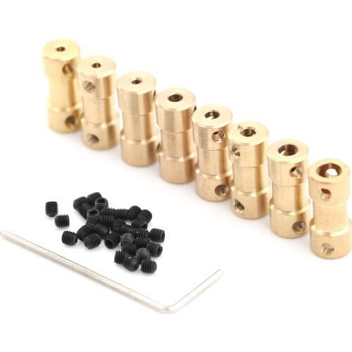 1set 2mm/2.3mm/3mm/3.17mm/4mm/5mm/6mm Brass Flexible Motor Shaft Coupling Coupler Motor Transmission Connector