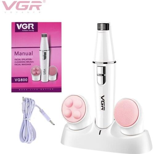 VGR V800 Grooming Set Massage Face Washer IPX7 Waterproof Three-in-one Wash Multi-functional Skincare USB Charging