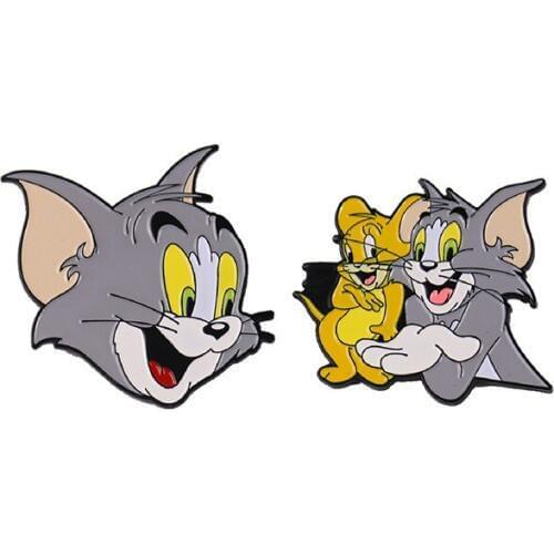 Vintage Cat and mouse cartoon vintage clothing Pins kids men women funny backpack clothes diy Enamel Brooches badge collar gift