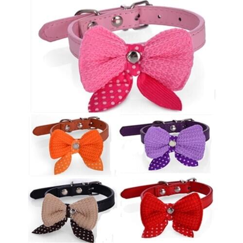 Bow Cat Collar Kitten Double Layer Bowknots Kitten Adjustable strap for safety walking training little big Cat
