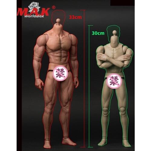 AT027 1/6 Tall Male Body Durable Body Ripped Muscular Man Strong Body Model for 1/6 Male Head