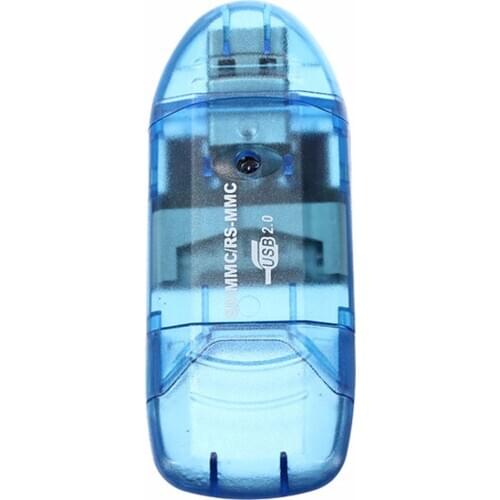 High Speed USB 2.0 Multi in 1 Memory Card Reader Writer Adapter With Caps for MMCSDHC TF UP To 64GB 1PC Drop Shipping