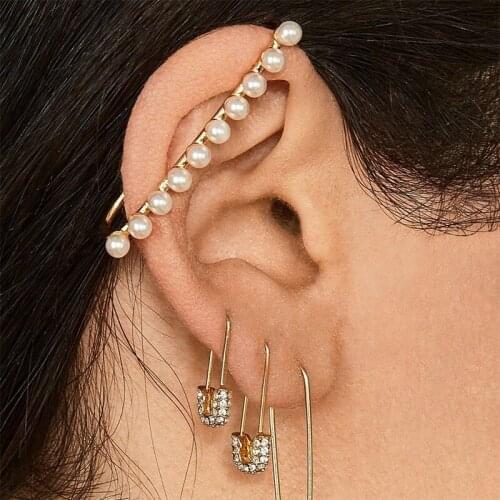 2020 Wholesale European and American Hot Sale Earrings Alloy Pearl Ear Clip Fashion Simple Fashion Jewelry Female