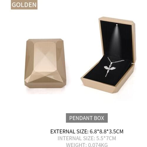 Female Necklace Gold Led Storage Packaging Jewelry Box Earring Wedding Ring Bracelet Jewellery Holder For Lover Engagement Gift