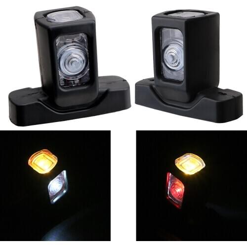 1 Pair 4 LEDs Marker Side Light For Trailer Truck Van Lorry 10-30v 3 Faces Red Amber White Color Lighting Truck Side Lamp