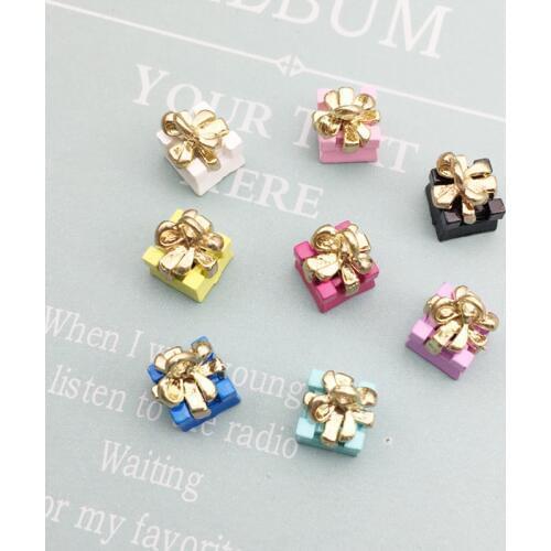 10pcs/lot Colorful Gift Box Enamel Charms Bracelets Alloy Christmas Gift Pendant For DIY Earring Jewelry Accessories YZ110