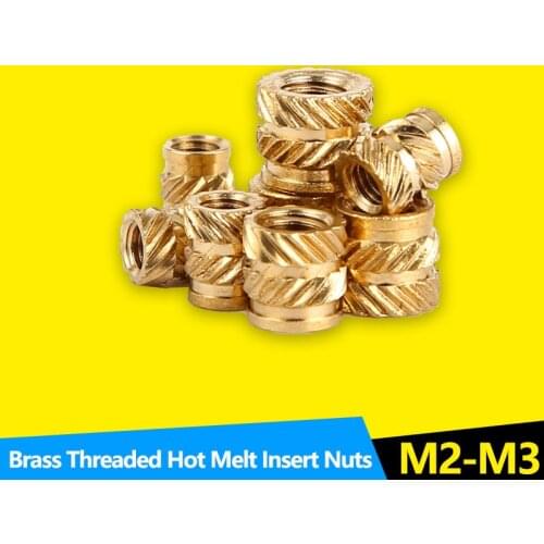 Heat Set Insert Nuts Embed Parts Female Thread Brass Knurled Inserts Nut Pressed Fit into Holes for 3D Printing M2 M2.5M3 100Pcs