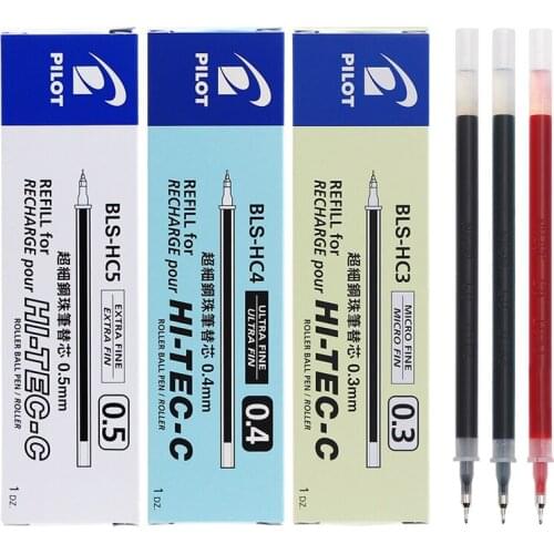 12 Pieces Pilot HI-TEC-C Gel Pen Refill Ink Cartridge Recharge BLS-HC4 0.3 mm 0.4 mm 0.5 mm Pen Rods Japan