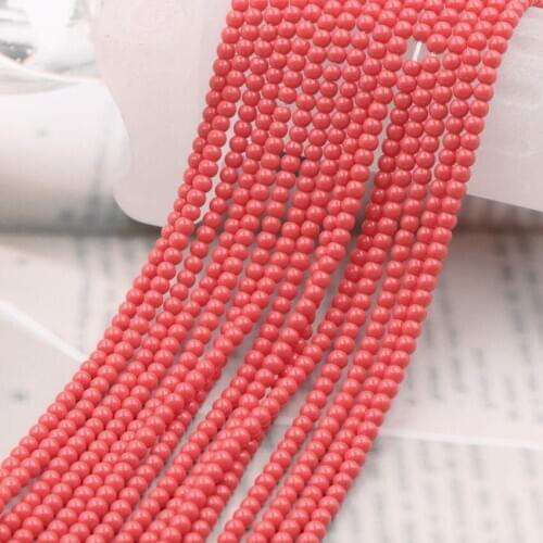130pcs/Strand 3mm Baking Paint Glass Round Loose Beads DIY Necklace Bracelet Jewelry Making Small Spacer Accessories 15" B95