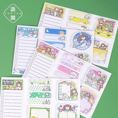 160Sheets/pack Lovely Girl Study Schedule Memo Pad Stickers Decal Sticky Notes Scrapbooking Diy Kawaii Notepad Diary 492
