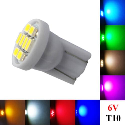 50pcs T10 W5W 194 168 #555 DC 6V AC 6.3V No Polarity Pinball Machine LED Light Bulb No Ghosting Car Interior Lamp 8SMD 1206 DC6V