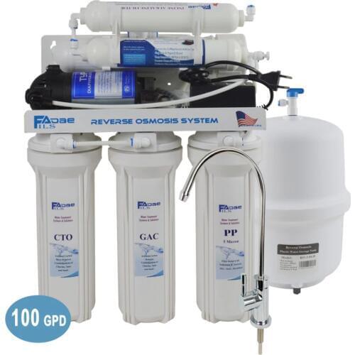 6-Stage Household Under Sink Reverse Osmosis Drinking Water Filter System with Alkaline Remineralization Natural pH - 100GPD