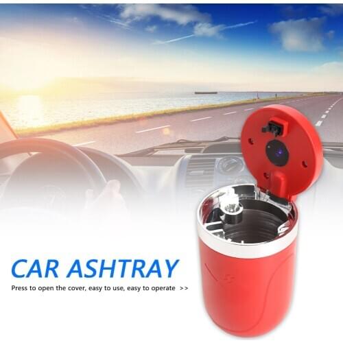 ALLOYSEED Car Ashtray Car Interior Decoration Push Type Multifunctional Portable LED Light Car Automobiles Interior Accessories