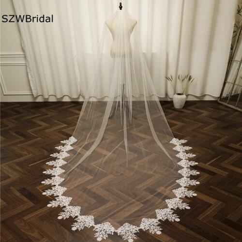 Free Shipping Lace Edge Wedding veil 2021 Wedding accessories Bride velos de novia welon Bridal veils Casamento