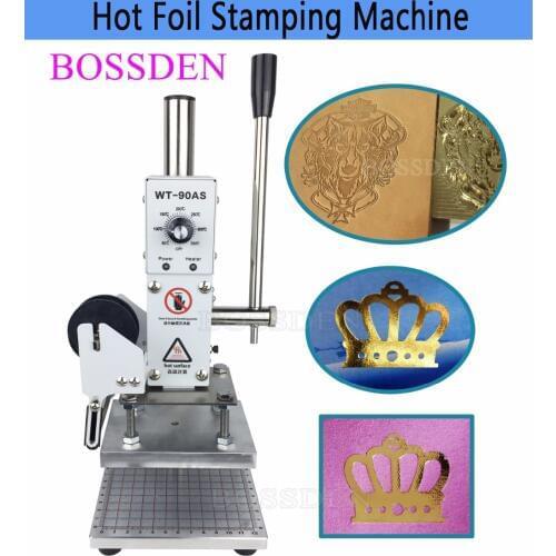BOSSDEN Logo Manual Hot Foil Stamping Machine Press Embossed Tool Leather PU Wood PVC Paper Brand Bronzing Tool heat stamper