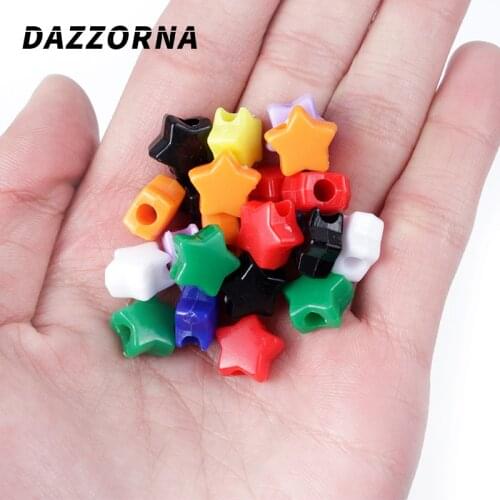50/100/200Pcs Beads Jewelry Making DIY Bracelet Necklace Acrylic Spacer Beads Five-pointed Star Rainbow Color Beads Accesories