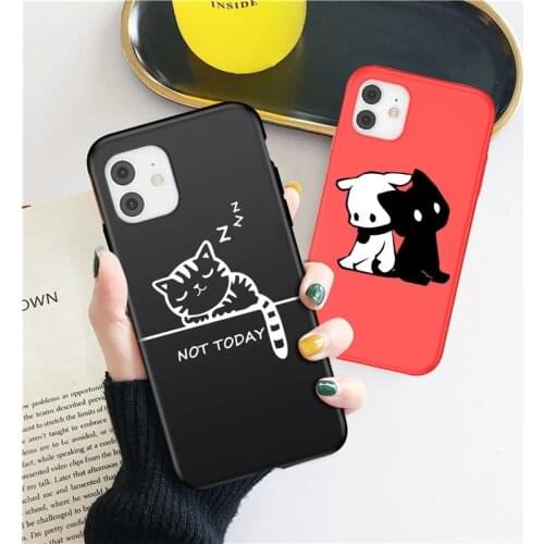 Cute Cartoon Cat Candy Color Phone Case For iPhone 12 11 Pro X XR XS Max 7 8 Plus 6 6s Plus 5S SE 2020 Shockproof Soft TPU Cover