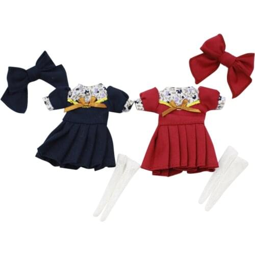 Forturn days only for middie doll 1/8 red and dark blue outfit clothes dress lovely headdress gift toy