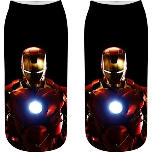 Cartoon Children Short Socks 3D Print Boys traight kids Captain American Iron Man Adult Boat spiderman Cartoon Avengers