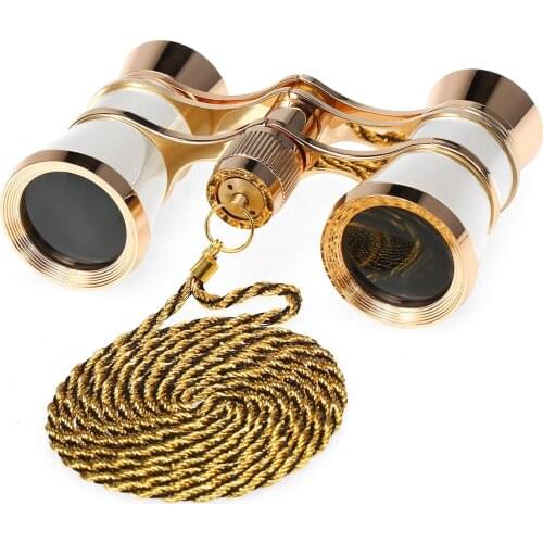 KKmoon 3×25 Vintage Opera Glasses Theater Binoculars Compact Lightweight Binoculars with Chain Carrying Case and Cleaning Cloth