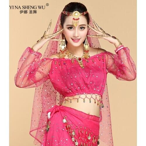Belly Dance Costume Tops 6 colors Long Sleeve Off Shoulder Adult Women Chiffon Gypsy Costume Dancewear tops Bellydance Wear New