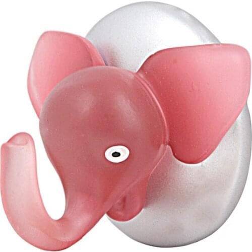 Creative cute pink elephant decoration sticky hook household bedroom sponge double sided adhesive cartoon hangers