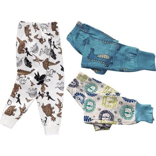 New Born Baby Girls Leggings Cotton Linen Dinosaur Boys Pants Autumn Home Clothes Cartoon Print Casual Kids Trousers 1-10 Years