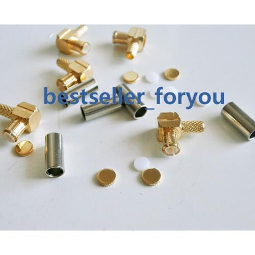 MCX Crimp Male Right Angle RA RF Connector For LMR100 RG316 RG174 CABLE