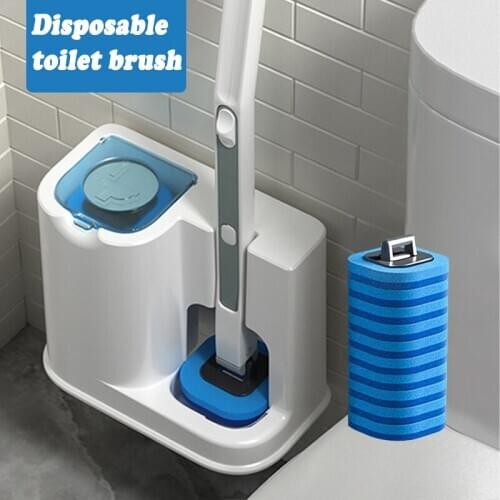 Fashion Household Disposable Toilet Brush Set Bathroom Wall-mounted Replaceable Brush Head Cleaning Kits Home Supplies