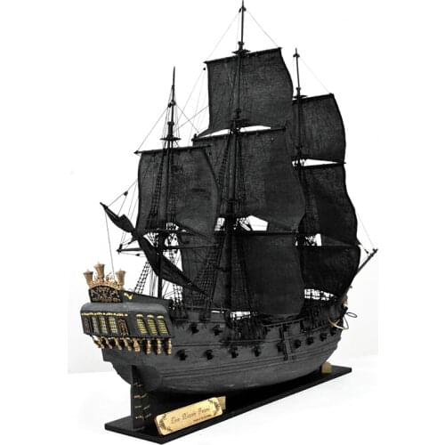 1:64 80cm Pirates of The Caribbean Gold Edition Black Pearl Sailboat Model Diy Wood Kit Crafts
