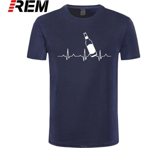 Funny Beer Heartbeat Printed T-shirts Men Casual Short Sleeve Cotton T Shirts Summer Fashion Male Tops Tees Streetwear