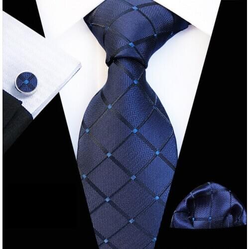 Man tie Set with New Style for Formal Suit Necktie and Pocket Square Cufflinks Set for Men Gifts
