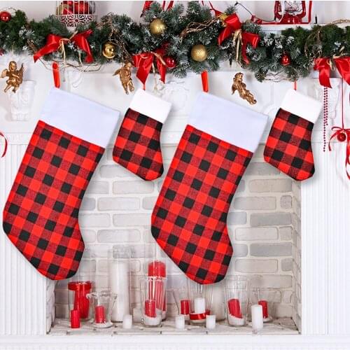 New Christmas Decoration Christmas Large and Small Lattice Socks Christmas Tree Pendant Home Shopping Mall Scene Decoration