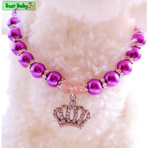 Puppy Pet Necklace For Dogs Rhinestone Crown Heart Chihuahua Poodle Cat Puppies Breed Small Animals Jewelry Grooming Accessories