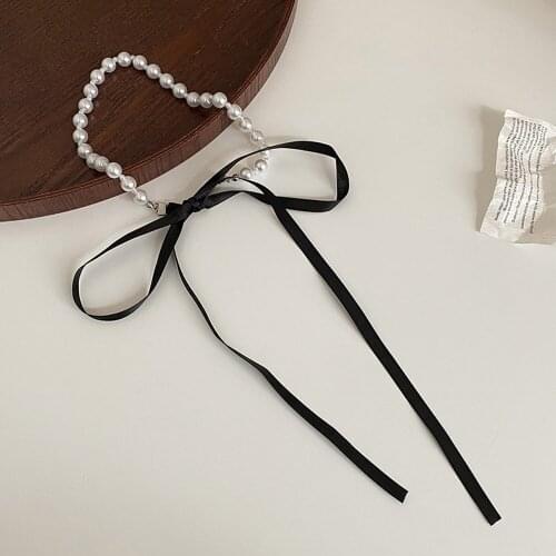 Cute/Romantic Trendy Design Feeling Bowknot Pearl Necklace Female 2021 New Tide Cold Wind Neck Chain Accessories