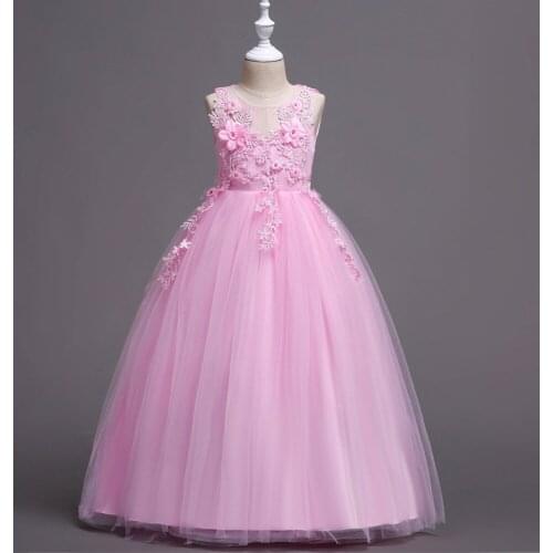 Girl dress elegant applique gauze dress sweet princess dress wedding dress fancy party dress stage costumes childrens dresses