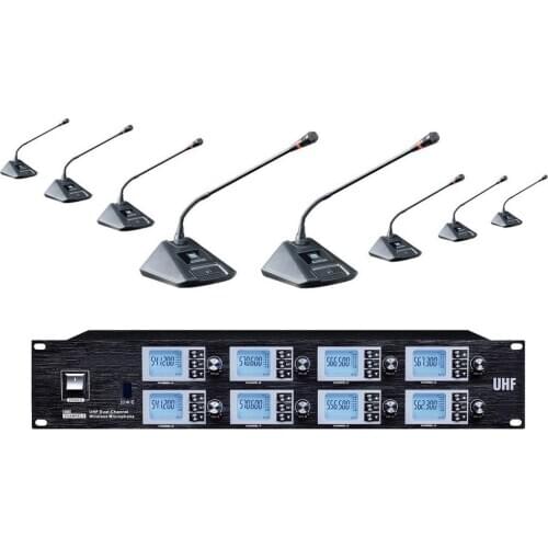 Professional 8 Channel Wireless conference microphone System