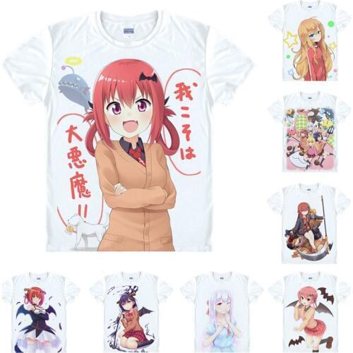 Coolprint Anime Shirt Gabriel DropOut T-Shirts Short Sleeve Satanichia McDowell Kurumizawa Satania Cosplay Motivs Hentai Shirts