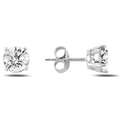 Silverlina Silver 6mm Zircon Engagement Earrings