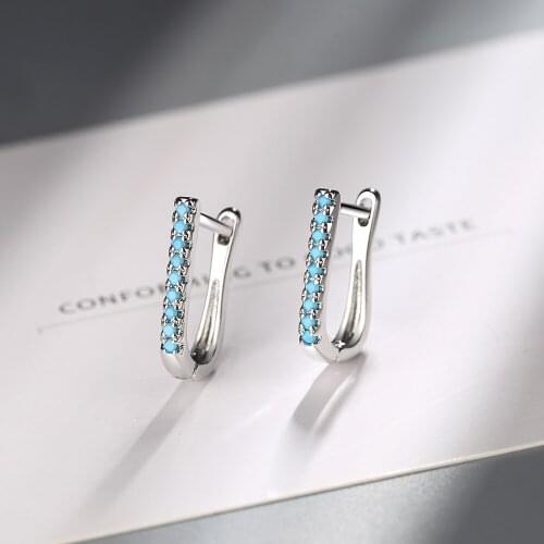 925 Silver Hoop Earrings For Women Gold Geometric Earrings Girl Ear Bone Piercing Earring Clear Zircon Female Small Loop aretes