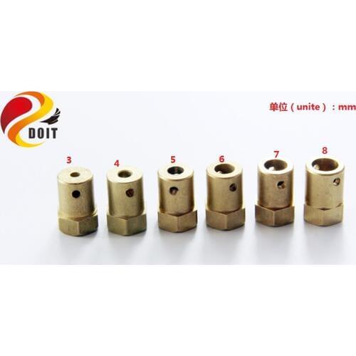 SZDOIT 3mm/4mm/5mm/6mm/7mm/8mm Motor Hexagon Coupling Brass Fixed Motor Shaft Free Screw