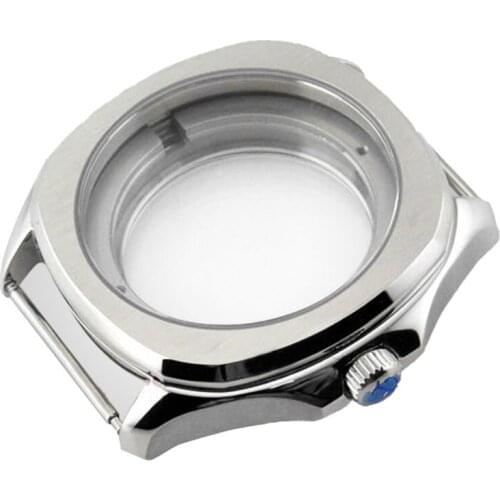 40MM Brushed Sapphire Glass Steel Watch Case for Miyota 821A / 8215 for ETA 2836 Watch Movement Repair Parts