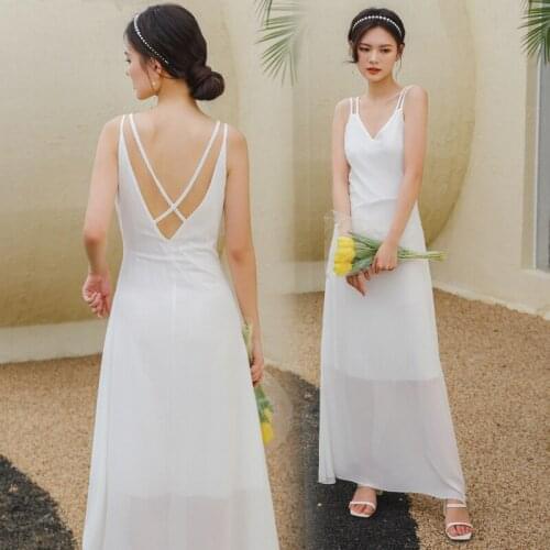 Women Long White Slip Dress Summer 2021 Runway Elegant Backless Korean Fairy Casual Sea Beach Vacation Party Night Vestidos New
