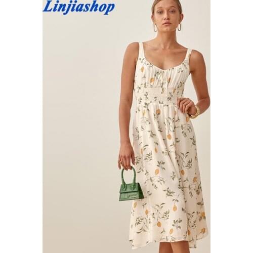 Summer long dress floral print Elegant Yellow Tulip Split Vestidos Retro Short Sleeve Midi Dresses Vintage Back Elastic Vestidos