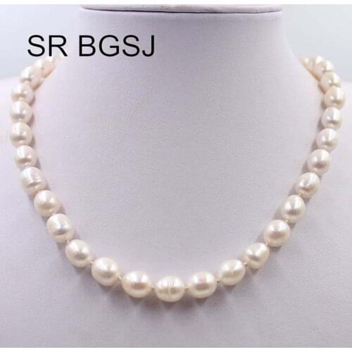 Free Shipping SR 8-9mm Natural Rice White Freshwater Pearl Fashion Jewelry Women Necklace 18"