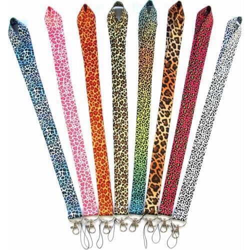 10PCS 8 Style Neck Strap Leopard for Keys Lanyard Cheetah ID Card USB Badge Holders Phone Lanyard Cuello with Keyring