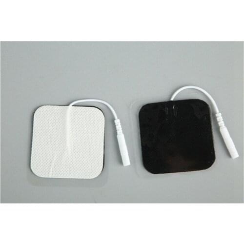 100pcs/lot=50pairs 4x4cm 5x5cm Tens Machine Electrode Pads with cable for full body massager pulse therapy machine pad