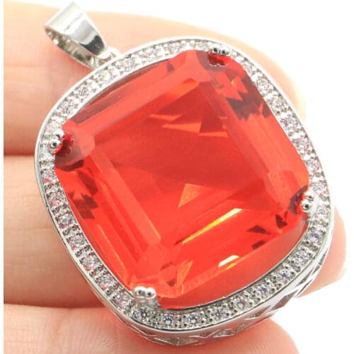 62x33mm Pretty Long Cross Shape Created Green Peridot CZ Gift For Womans Silver Pendant